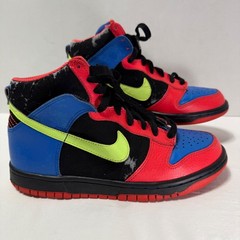 2009 Nike Dunk High Gs Black, Volt Hot Red, Signal Blue 308319-071 Kids Size 5Y