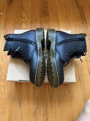 Dr. Martens Black Leather Combat Ankle Boots Lace-Up Side Zip US 2Y