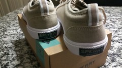 New Sperry Top Sider Kids Deckfin Junior Sneaker Khaki Chambray 13.5M