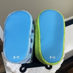 NWT Disney Pixar Monster Inc. Pull On Slippers Rubber Sole Kids 9-10 Blue/Green