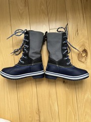 L.L Bean Duck Boots Kid Size 10 Primaloft Snow Winter Lace Up Mid Calf Blue