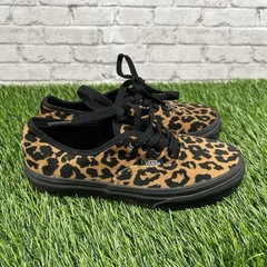 Vans Authentic Leopard Print Skate Shoes Black Cheetah Kids Size 2Y Low Top