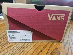 VANS Seldan Platform Unisex Kids White Canvas Lace-Up Sneakers US 2 New Box