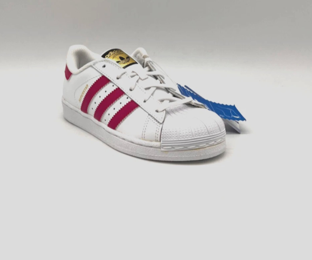 adidas Superstar C White w/ Pink Shell Toe Kids Sneakers BA8382