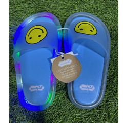 Mud Pie Light Up LED Slide Sandals Blue Smiley Face Slip On Unisex Kids US 5