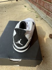 Jordan 4 Retro (PS) White Black Neutral Grey Sneaker Unisex Kids Size 11C