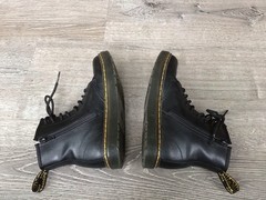 Doc Martens Zavala J Leather Combat Boots Black Kids Size 3 Youth Boot Dr.