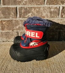 Sorel | Snow Commander Kids Snow Boots Logo Blue Red Little Kids 7/24 USA 🇺🇸