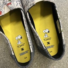 TOMS X Peanuts Tiny Alpargata Snoopy Comics Tan Felt Slip-on Shoes Woman 9