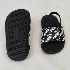 Puma Cool Cat Bold Slide Strap Sandals Kids Size 7C Black White Unisex Boy Girl