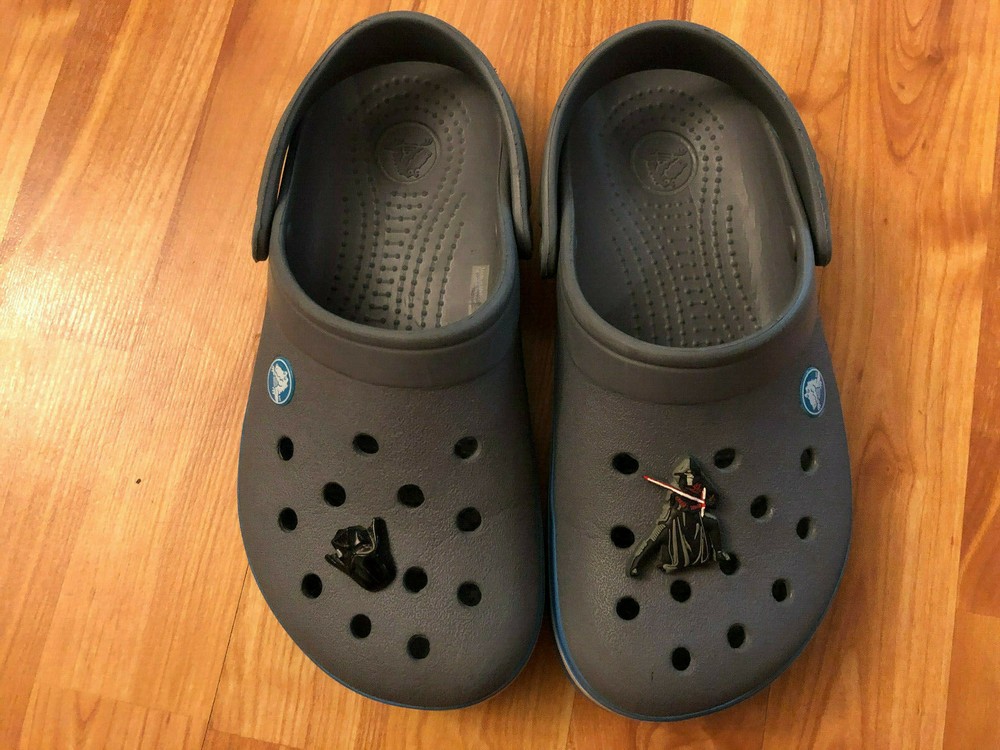 Crocs Crocband II Clogs Kids Unisex 4M/6W Gray Blue Star Wars Jibbitz