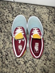 Vans Classic Blue Maroon And Yellow Shoes Size 4.5 Juniors Pre Owned