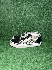 Vans Old Skool Checkerboard Kids Size 2Y Black White Skate Shoe Casual Sneakers