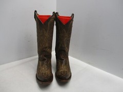 Corral Brown Leather Snip Toe Cross Wings Cowboy Boots Youth Sz 2.5 T Sty A1028