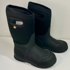 Bogs York Solid Insulated Rain Boots Black Pull On Waterproof Warm Kids Size 12