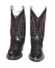 OLD WEST BLACK w/RED STITCHING LEATHER WESTERN/COWBOY BOOTS: Youth 1.5 – EUC