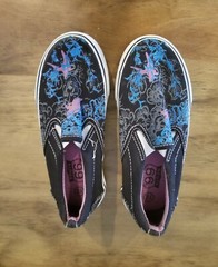 Route 66 Slip On Black, White, Blue, Purple Floral Skater Shoes youth size 12