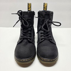 Doc Dr Martens Boots Combs J Combat Lace Up Black Canvas Zip Youth Kids Size 3