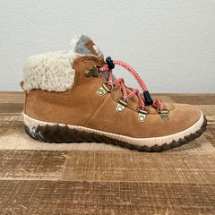 Sorel Out N About Plus Conquest Kids 3 Tan Waterproof Suede Faux Fur Boots