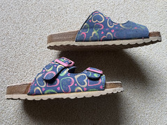 Kids mules/sandals, dark blue/multicoloured, size 29