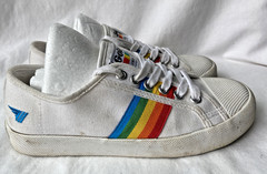 Gola Classics Coaster Rainbow White Canvas Sneakers Vegan Boho Size 5