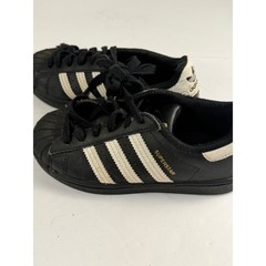 Adidas Superstar Black White Shell Toe Sneakers Kids Size 11.5K C77154