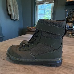 Dr. Martens Combs Tech Unisex Kids Combat Boots Green Leather Lace-Up US 2