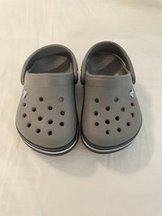 Crocs Gray With Navy And White. Little Children’s Size 4c-5c