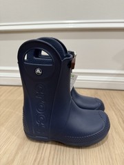 Crocs Handle It Rain Boots Youth Sz C12 Dark Bluez Rubber Pull On Handles