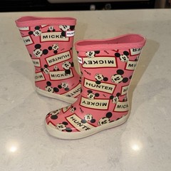 Hunter x Disney Mickey Mouse Rain Boots UK 8 US 10G Pink Wellies