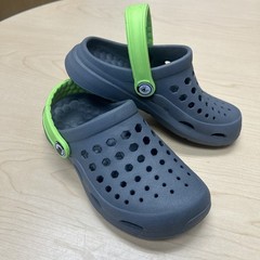 Joybees Toddler Harper Slip-On Clogs Charcoal/Lime Kids Size 12/13