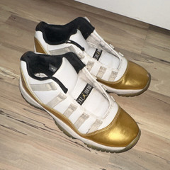 Jordan Air Jordan 11 Low White/Gold/Black Leather Sneakers Unisex Kids 5Y