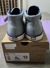 See Kai Run Drew Gray Blue Sneakers Hook & Loop Lace Up Unisex Kids Size 12