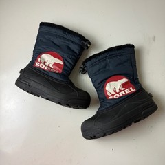 Sorel Snow Commander Youth Navy Blue Black Winter Boots NY1806-425 Size 3 Kids