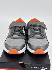 Saucony Kids Wind 2.0 Sneaker Mock Lace Hook and Loop Strap Shoes Gray Sz 10.5