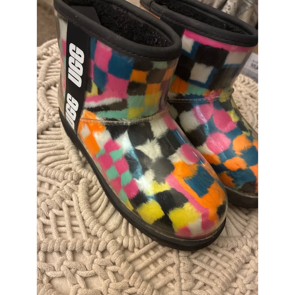 UGG Kids Classic Clear Mini II Waterproof Boots Multi Color Checker 1134910K