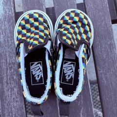 Vans Kids 6 – Rainbow Black Checkered Print Slip On Style #721356