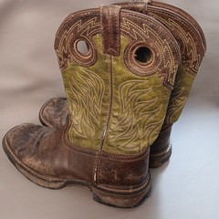 Durango Youth Size 4 M Green Brown Leather Cowboy Western Boots 9″