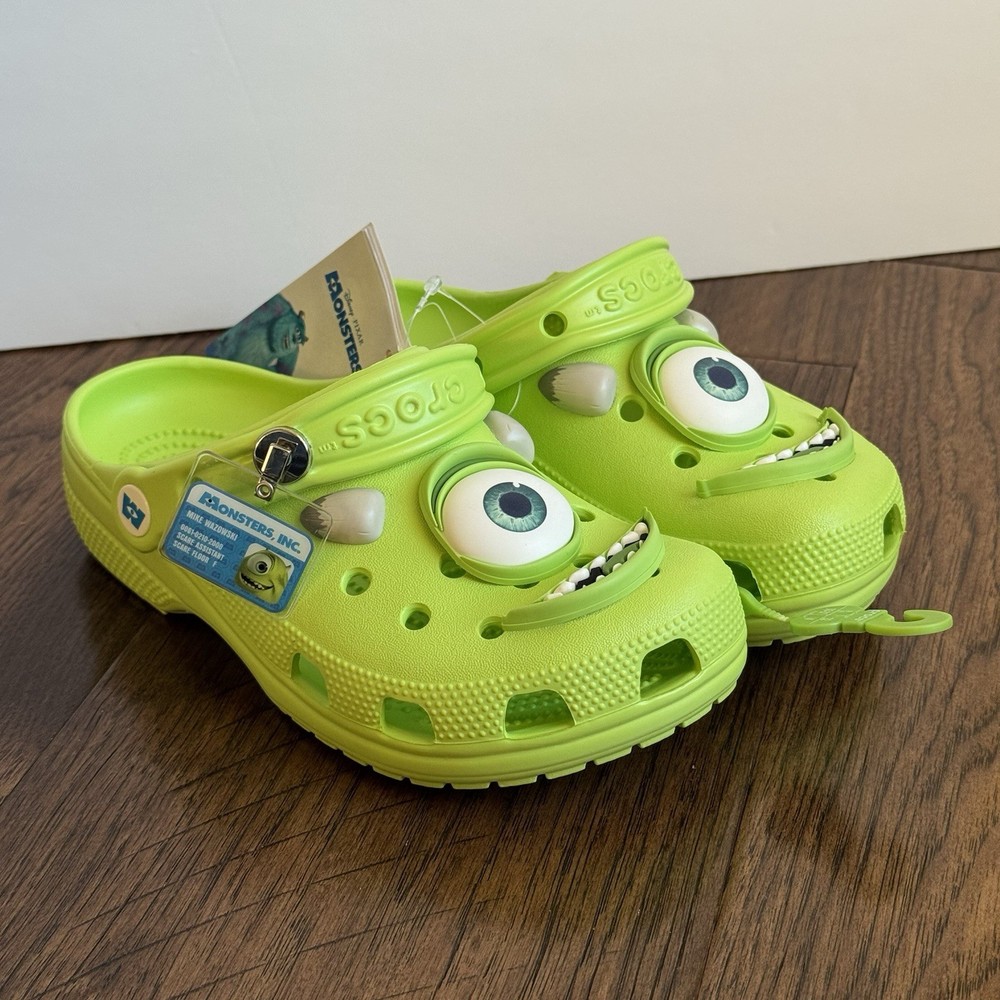 Crocs Monsters Inc Mike Wazowski Clogs Youth Big Kids Size J3 Disney Pixar NEW