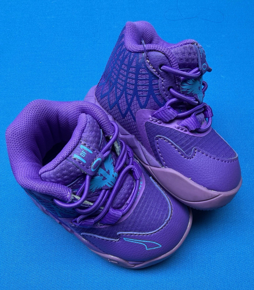 PUMA MB.01 LaMelo Ball High Top Basketball Sneakers Purple Blue Kids 4C 19