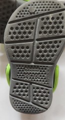 Joybees Kids Active Clogs in charcoal gray with a lime green strap. SZ.4to5