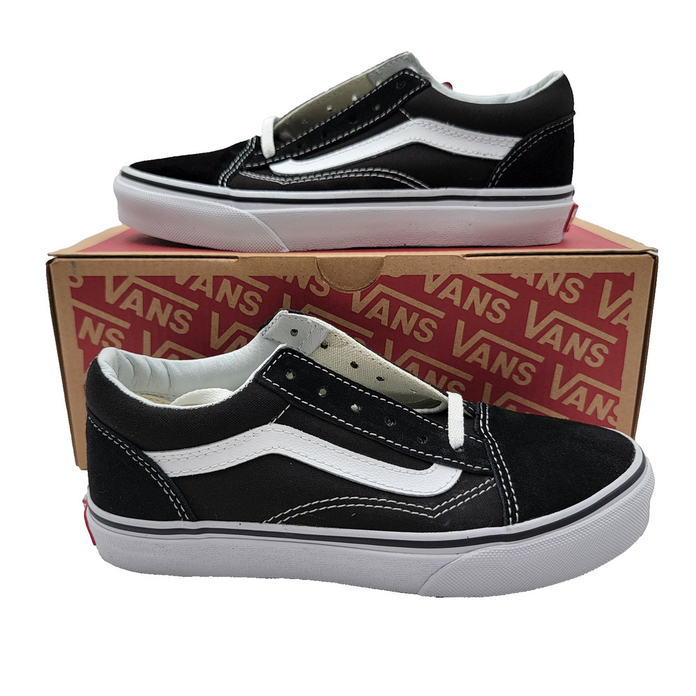 Vans Old Skool Shoes Kids Size 2.5 Classic Skate Black True White VN000W9T6BT
