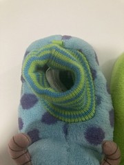 Disney Pixar Monster Inc. Pull On Slippers Kids Size 9-10 Blue/Green