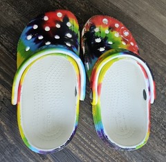 Crocs Classic Clog Kids C9 Rainbow Tie Dye Slip On Shoes Multicolor