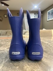 Crocs~Kids C 13 Unisex Boy Girl~Rubber Rain Boots~Blue~Pull On With Handles