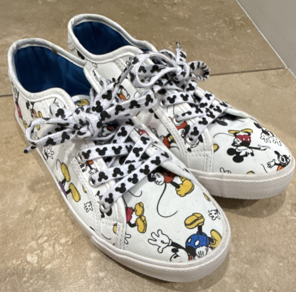 Disney Mickey Mouse Canvas Low Top Lace-Up Sneakers Unisex Kids Size 6