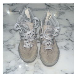 VANS Off The Wall Gray Silver Glitter High Top Sneakers Unisex Kids US 13.5