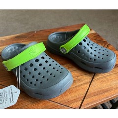 Joybees Kids Active Clog Charcoal Grey Neon Green Slip On Water Shoes Size C8/9