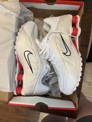 Nike Shox R4 GS White Red Black Unisex Kids Athletic Sneakers 7Y Synthetic