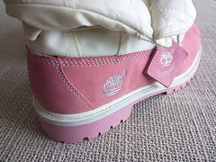 Vintage TIMBERLAND Roll Top Pink/White Juniors Size 6 US Boots | NEW in BOX